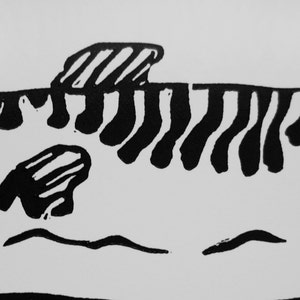 Mackerel art print original linocut print, gift for cooks, fish art image 3