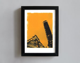 Old warehouse screenprint - industrial art print, architecture art print, city wall art