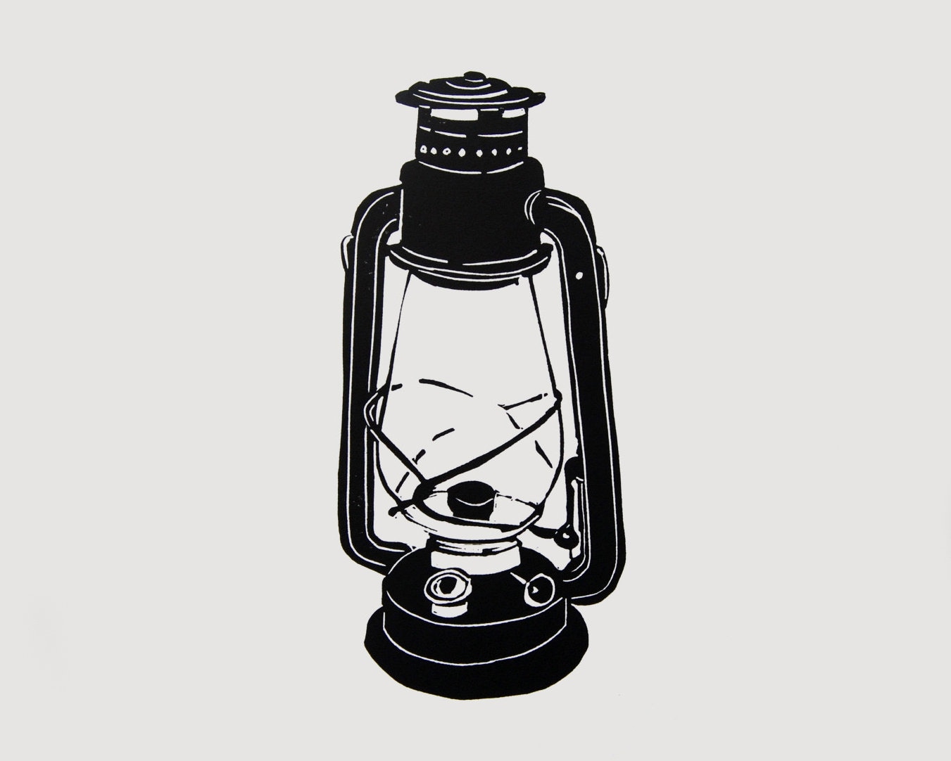 Oil Lamp Linocut Print Camping Lantern Art Gift for Him - Etsy