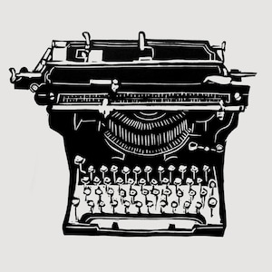 Vintage Typewriter print - linocut print, vintage typewriter, underwood typewriter print
