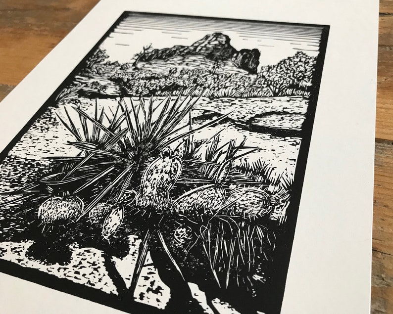 Bell Rock Linocut Print Sedona, Desert Linocut Print, Outdoors Art