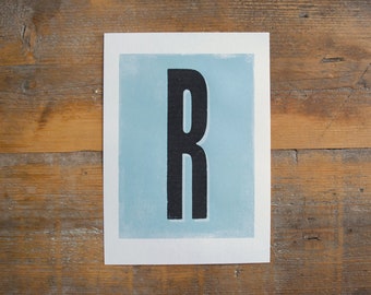 A-Z Initial Letter and 1-9 Number print - monogram print, letterpress type
