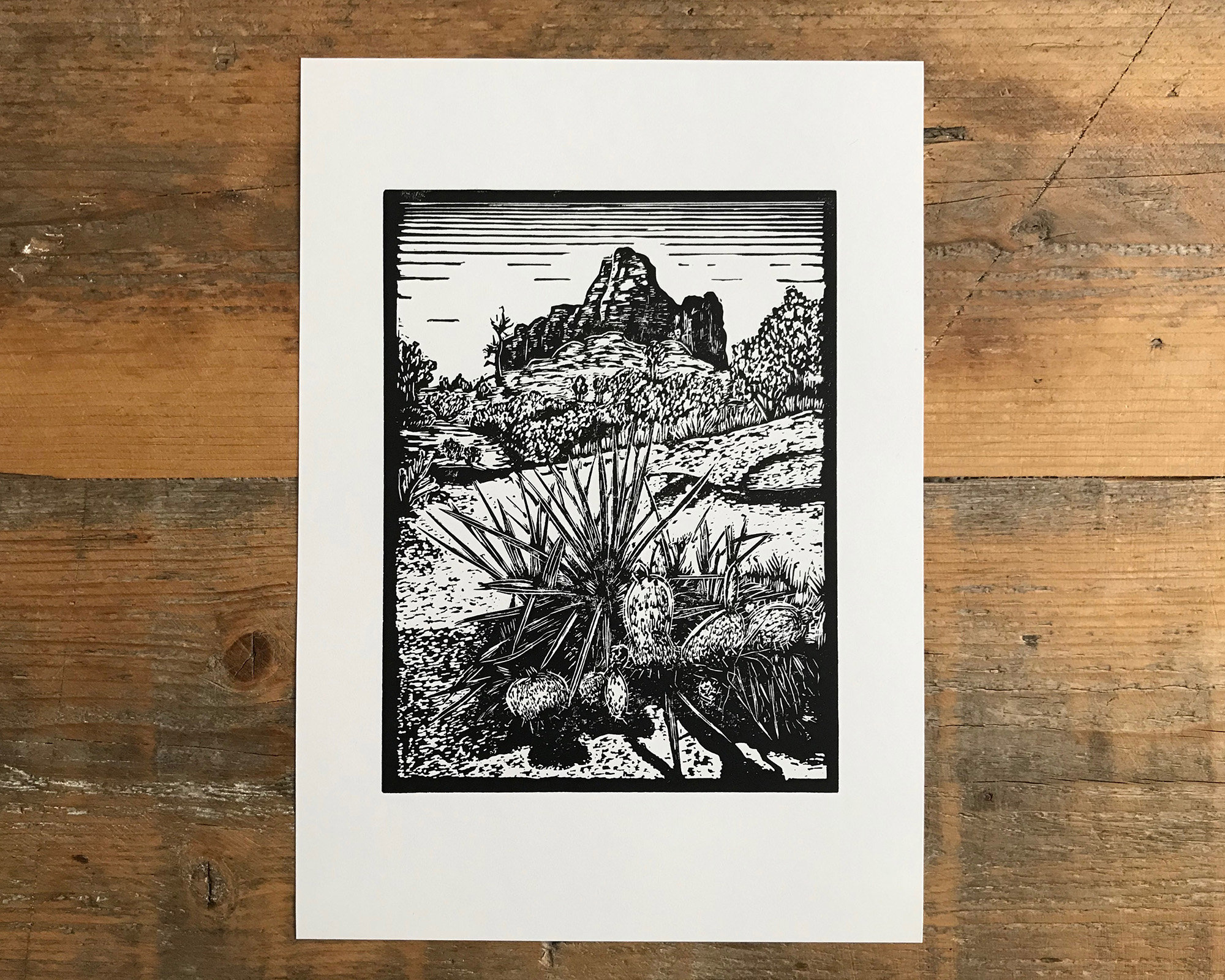 Bell Rock Linocut Print Sedona, Desert Linocut Print, Outdoors Art