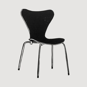 Retro chair linocut - series 7 chair art, design classic art, design lover gift