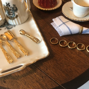 Dollhouse miniature large scale 1:6 doll Serving Set with Napkin rings OOAK Artist made