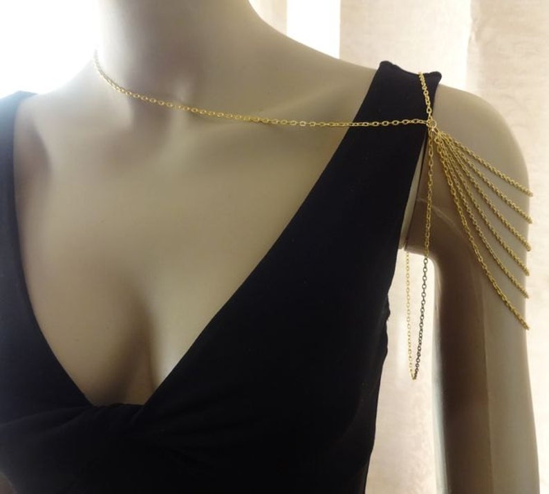 14k Gold Filled or 18k Gold Filled Chain version of Golden Dianne Cascading Shoulder Chain Necklace image 2