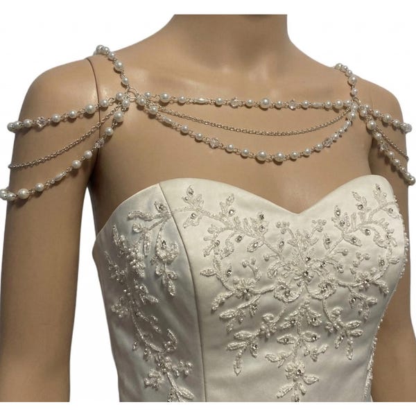 Kristal en glasparelkralenketting met zilveren of gouden schouderketting bruidsbruiloft