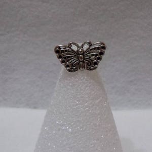 Bali Sterling Silver Butterfly with Silver Plated Adjustable Ring Base