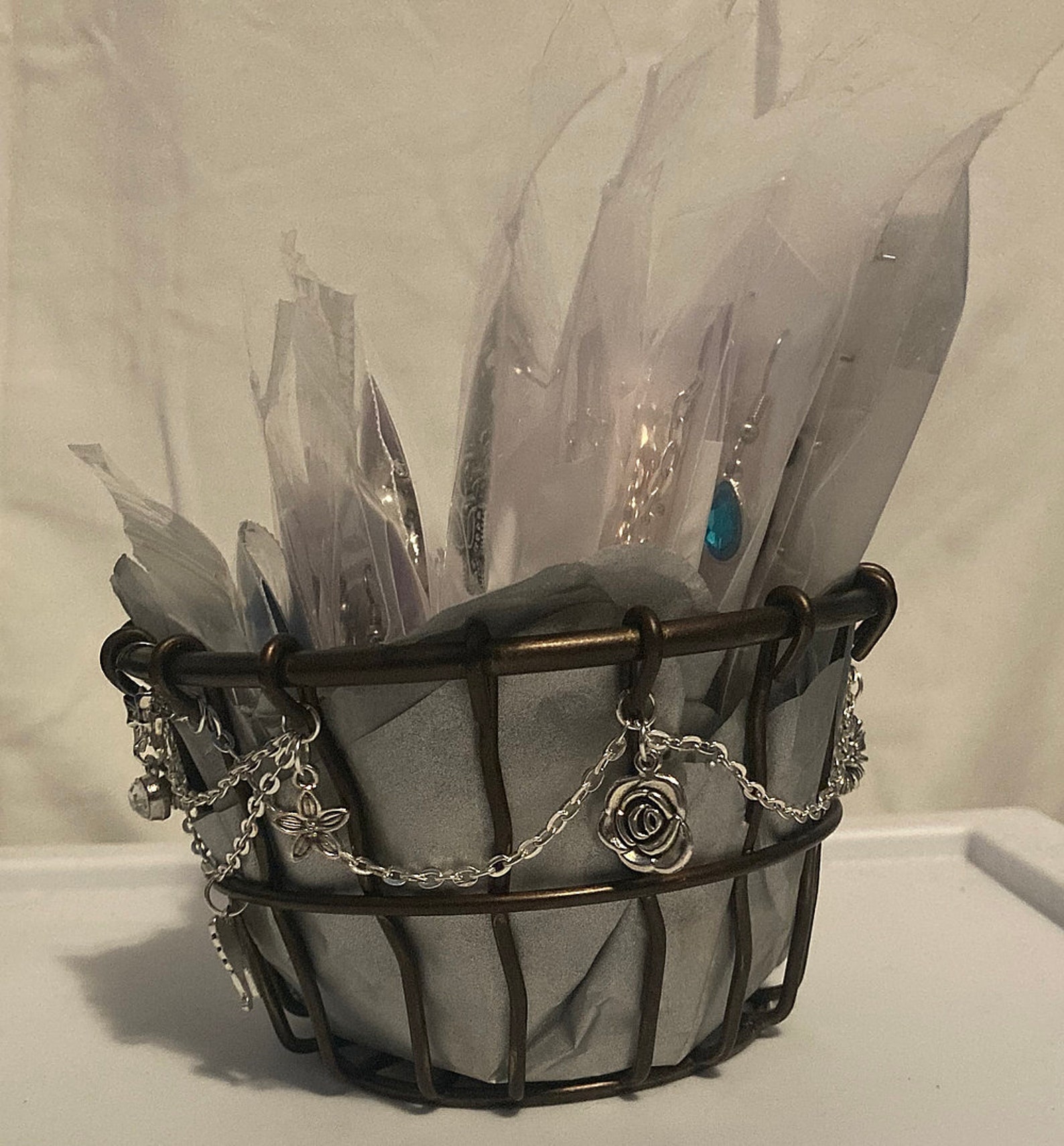 Jewelry Gift Basket Bronze Basket with Hand Embellished Etsy