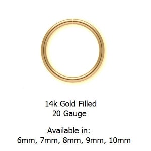 20g 14K Gold Filled in 6mm, 7mm, 8mm, 9mm or 10mm Nose or Ear Hoop Seamless Endless Continuous