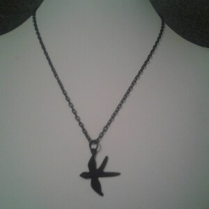 Black Matte Raven Pendant on Black Chain Necklace