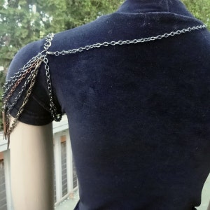 Mixed Metal Spiked Shoulder Chain Necklace Also Available in All One Solid Color image 4