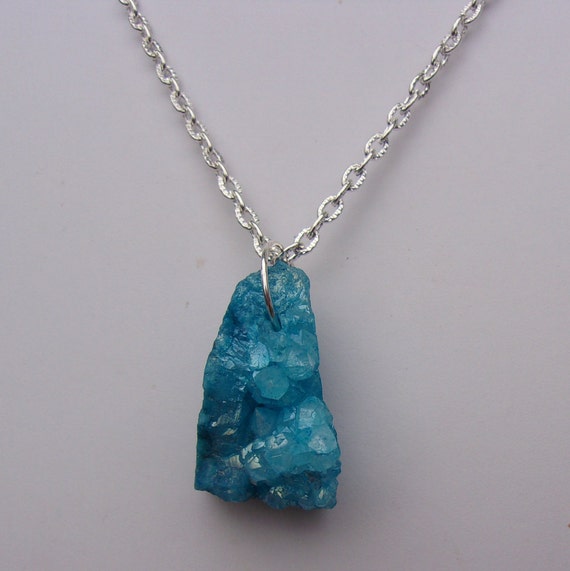 Buy Blue Druzy Quartz Crystal Stone Pendant Necklace Online in