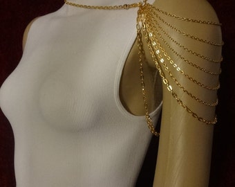 14k Gold Filled or 18k Gold Filled version of Cascades of Gold Shoulder Chain Necklace