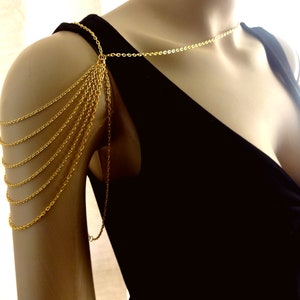 14k Gold Filled or 18k Gold Filled Chain version of Golden Dianne Cascading Shoulder Chain Necklace image 1