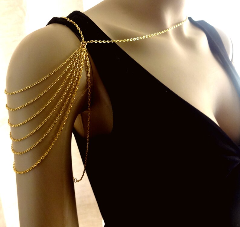 14k Gold Filled or 18k Gold Filled Chain version of Golden Dianne Cascading Shoulder Chain Necklace image 1