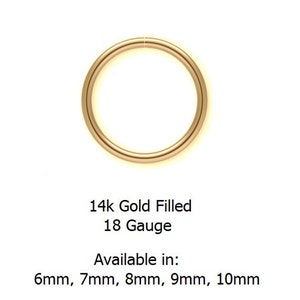 18g 14K Gold Filled in 6mm, 7mm, 8mm, 9mm or 10mm Nose or Ear Hoop Seamless Endless Continuous