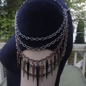 Mixed Metal Spiked Shoulder Chain Necklace Also Available in All One Solid Color image 3