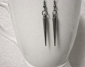 Medium or Large Spike Dangle Earrings Available in Silver, Gold or Gunmetal