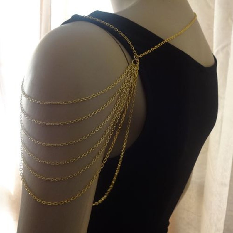 14k Gold Filled or 18k Gold Filled Chain version of Golden Dianne Cascading Shoulder Chain Necklace image 3