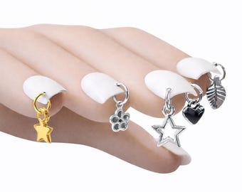 Two Finger Nail Charms Pierced Fingernail Jewelry