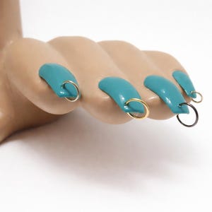 Pierced Fingernail Seamless Hoops in Silver, Gold or Gunmetal Fingernail Jewels