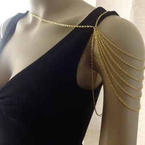 Golden Dianne Cascading Shoulder Chain Necklace with Six Other Colors Available