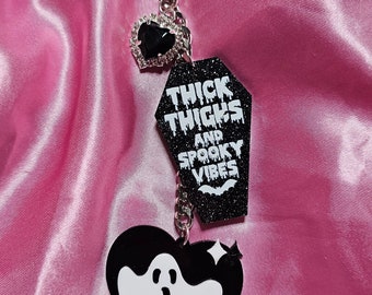Spooky Ghost Keychain – Halloween Purse Charm, Goth Accessories