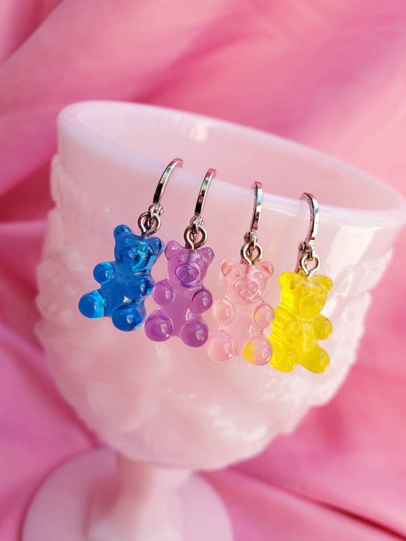 Gummy Bear Huggie Earrings Gummy Bears Candy Cute Etsy