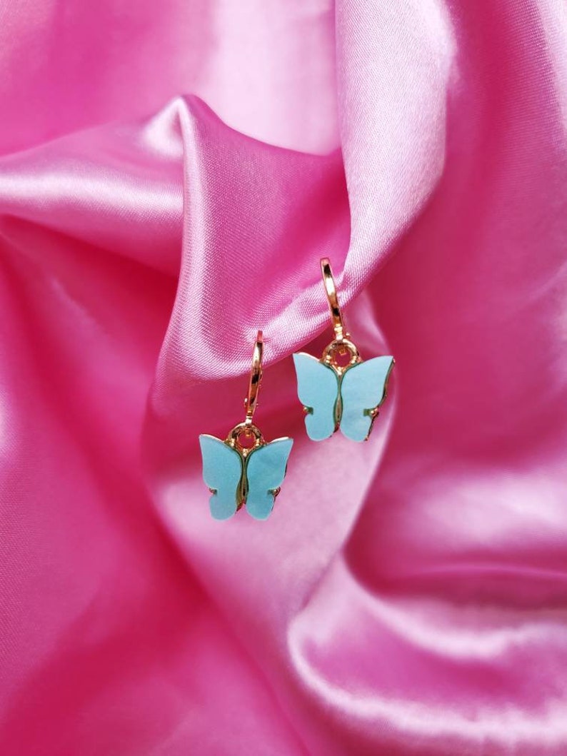 Butterfly Charm Earrings // Aesthetic Earrings Minimalist Etsy