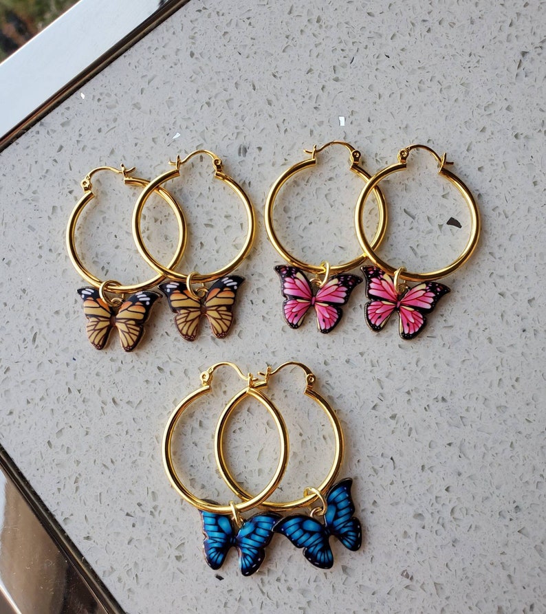 Butterfly hoops gold Clearance