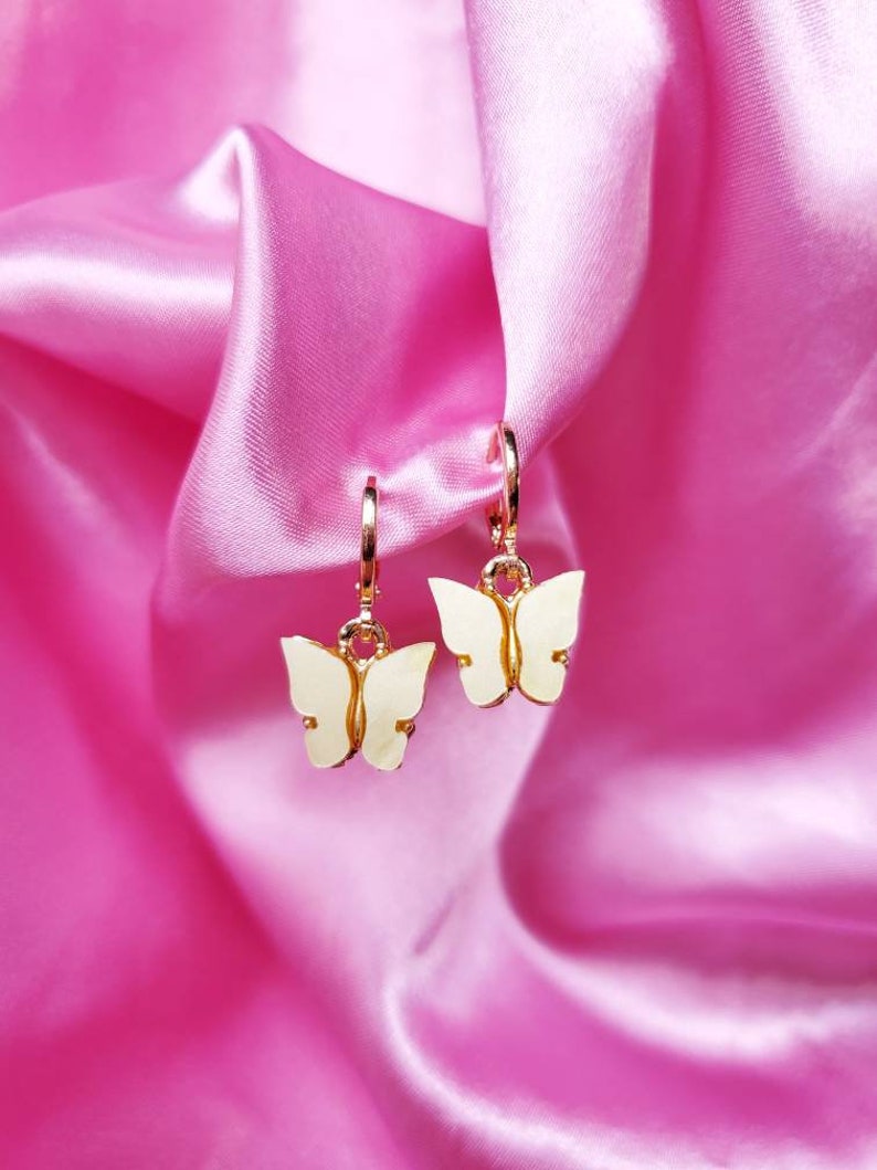 Butterfly Charm Earrings // Aesthetic Earrings Minimalist Etsy