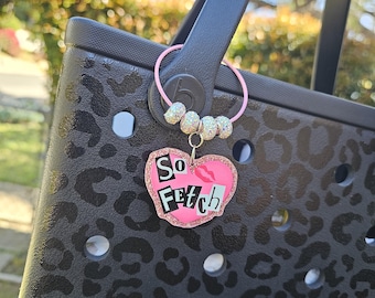 Crystal Studded Bag Charm - Pink Wire Tote Accessory