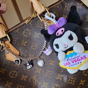 Kitty Themed Purse Charm - Handbag Charm - 2000s Fashion - Purse Accessories - Silver Purse Chain - Bag Charm -
