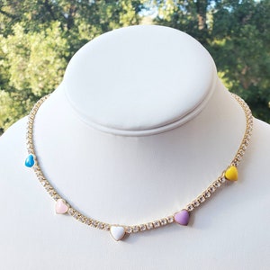 Heart diamond necklace // Patel heart jewelry, gift for her, dainty heart choker, diamond choker, heart jewelry