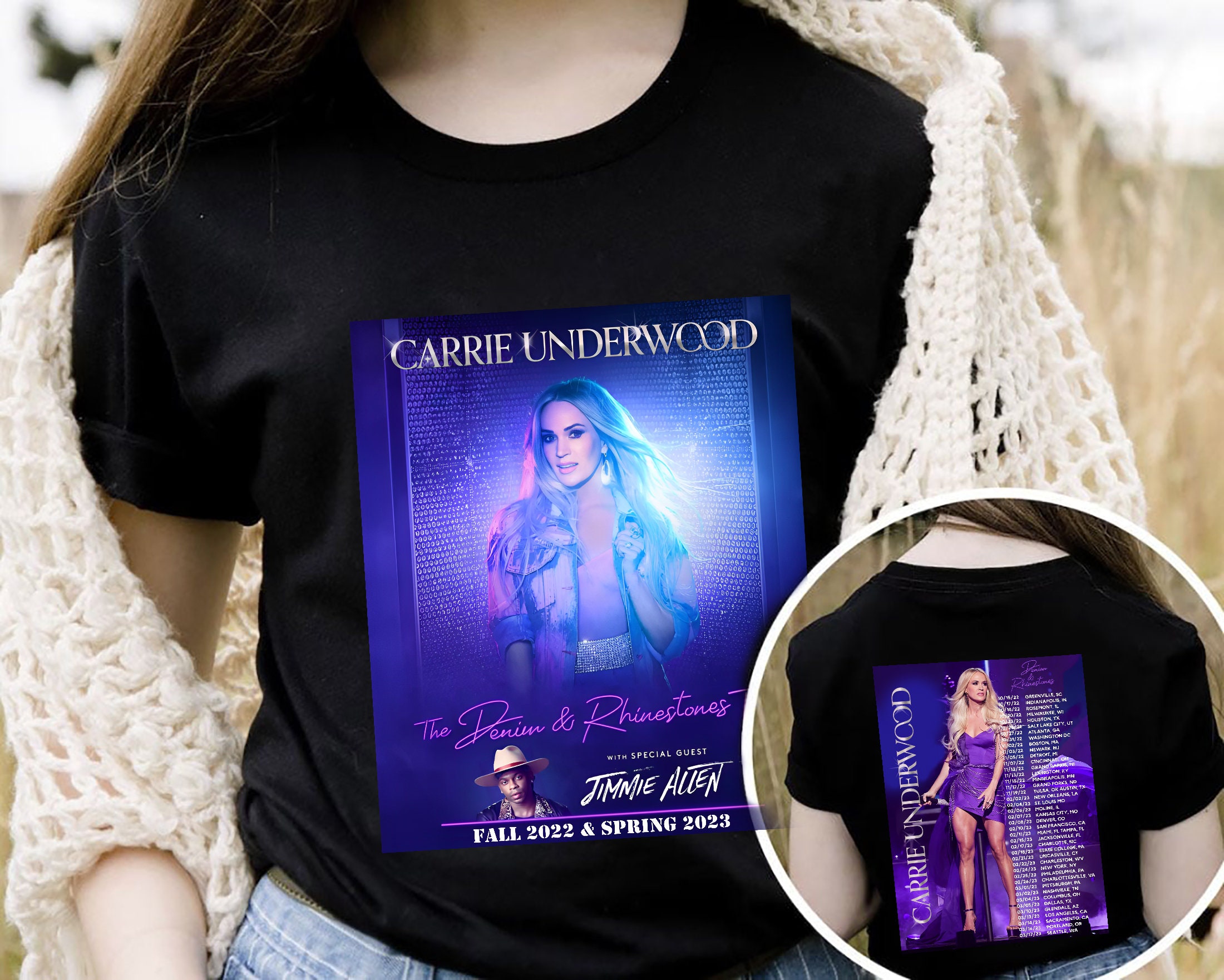 Carrie Underwood Tour 2023 Shirt, Carrie Underwood The Denim Rhinestones  Tour 2022 - 2023 Double Sided Shirt sold by Sheelah Church, SKU 38816083