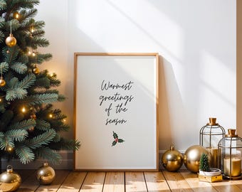 Festive Holly Christmas Print, Holiday Wall Art (Digital Download)