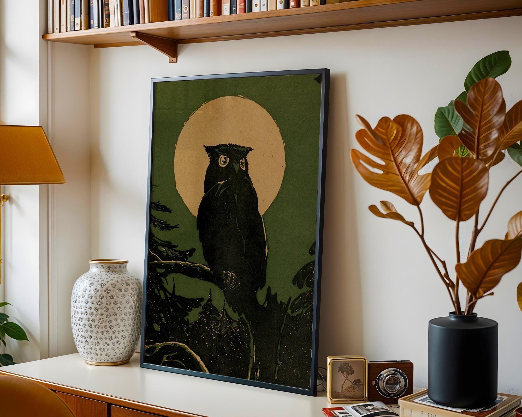 Vintage Owl Wall Art,  Antique Bird Print, Dark Academia & Cottagecore Decor (Digital Download)
