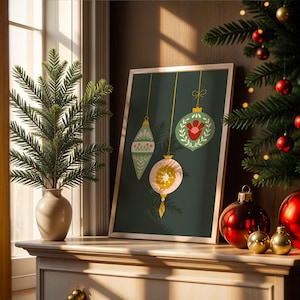 Christmas Ornaments Printable Wall Art: Festive Holiday Decor (Digital Download)