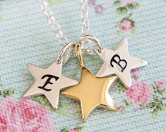 Gold Star Necklace ∙ Birthday Gift for Her ∙ Nanny Gift ∙ Personalised Initial ∙ Mothers Necklace ∙ Star Jewellery ∙ Mothers Day Present