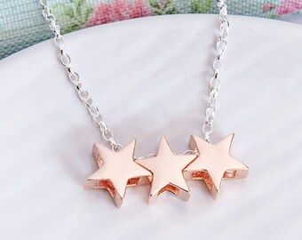 Rose Gold 3 Star Necklace ∙ 18k Rose Gold Vermeil ∙ Star Jewellery ∙ Sister Necklace ∙ Birthday Gift Idea ∙ Triple Star ∙ Mothers Day