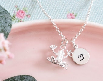 Personalised Frog Necklace • Birthday Gift for Her • Custom Jewellery • Girls Initial Necklace ∙ Mothers Day Present