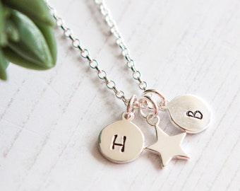Silver Star Necklace ∙ Birthday Gift for Her ∙ Personalised Tiny Star Necklace ∙ Gift for Mum ∙ Initial Necklace ∙ Friend Gift