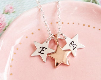 Rose Gold Initial Necklace ∙ Star Necklace ∙ Mothers Necklace ∙ Birthday Gift Idea ∙ Star Jewellery ∙ Gift for Her ∙ Christmas Present