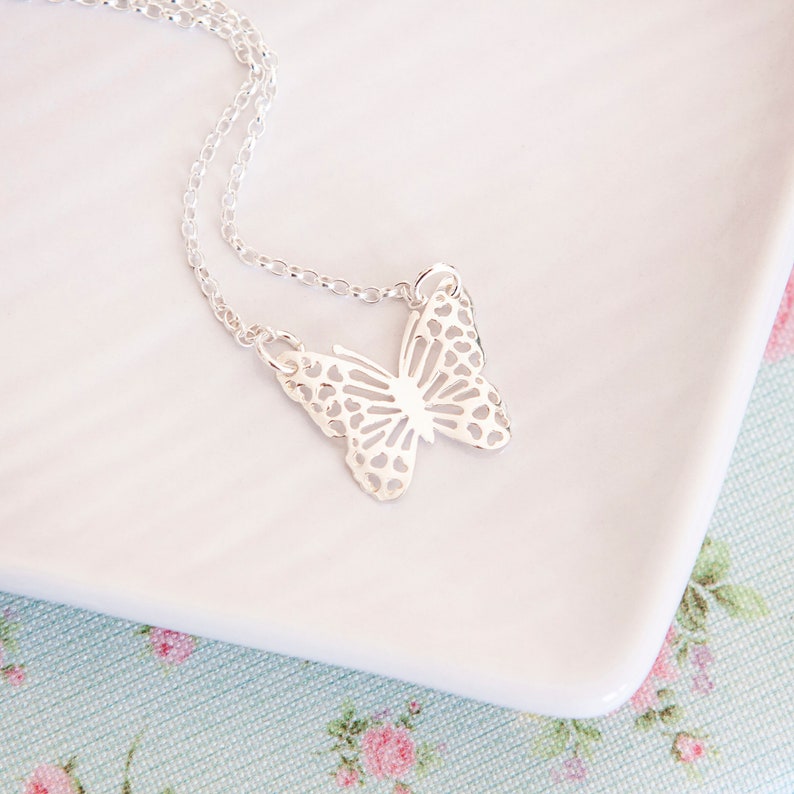 Sterling Silver Butterfly Necklace Butterfly Gifts for Her Etsy