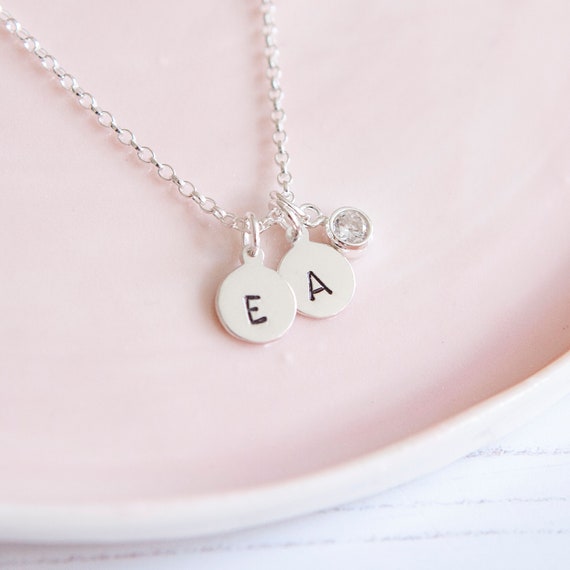Initial Necklace Silver Disc Necklace 