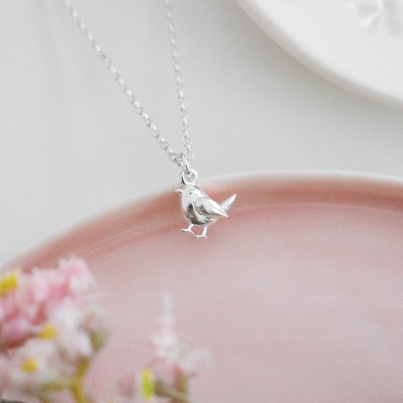 Solid 925 sterling silver Robin bird pendant & chain with free gift box