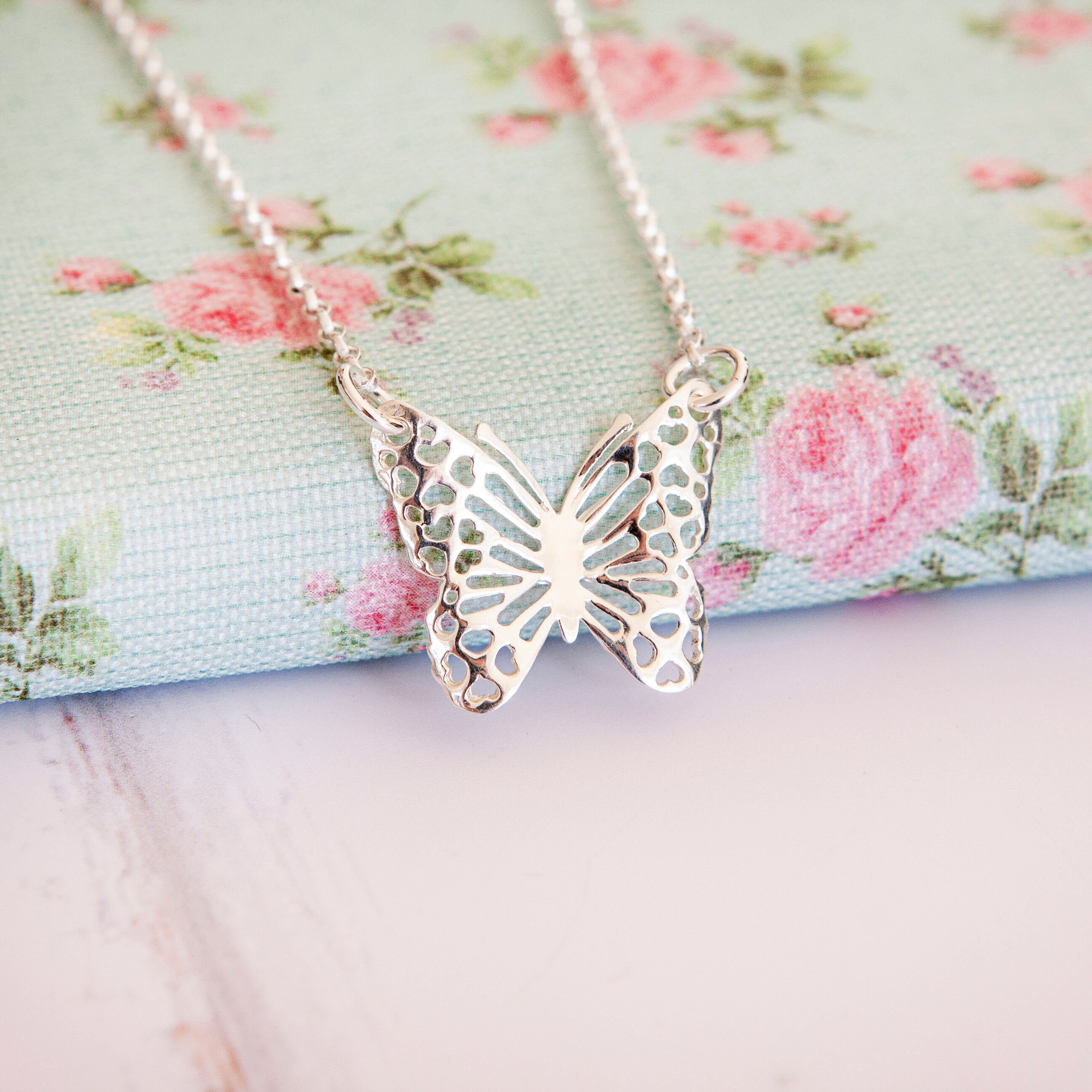 Sterling Silver Butterfly Necklace Butterfly Gifts for Her Etsy