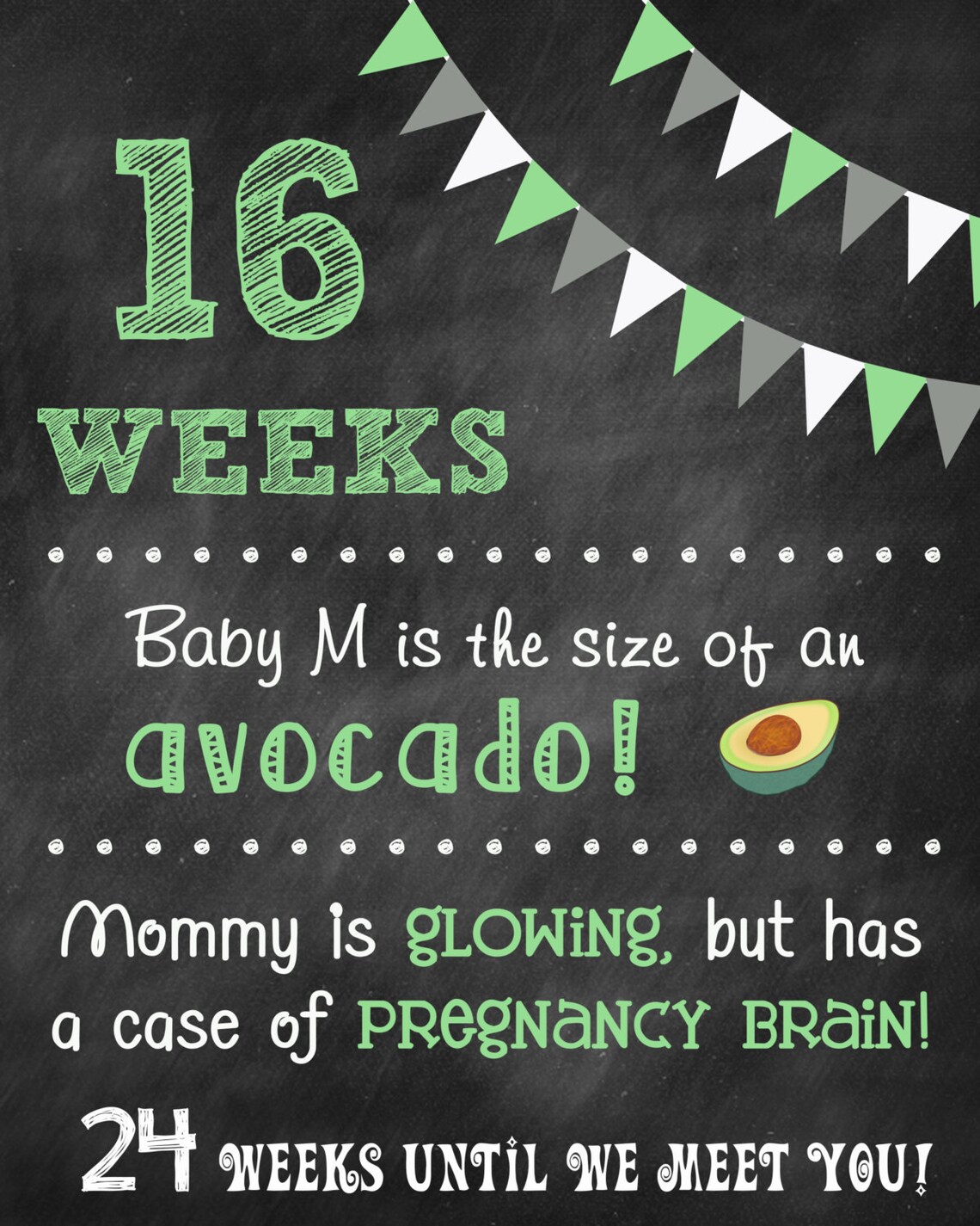 Printable pregnancy countdown chalkboard photo prop sign set etsy
