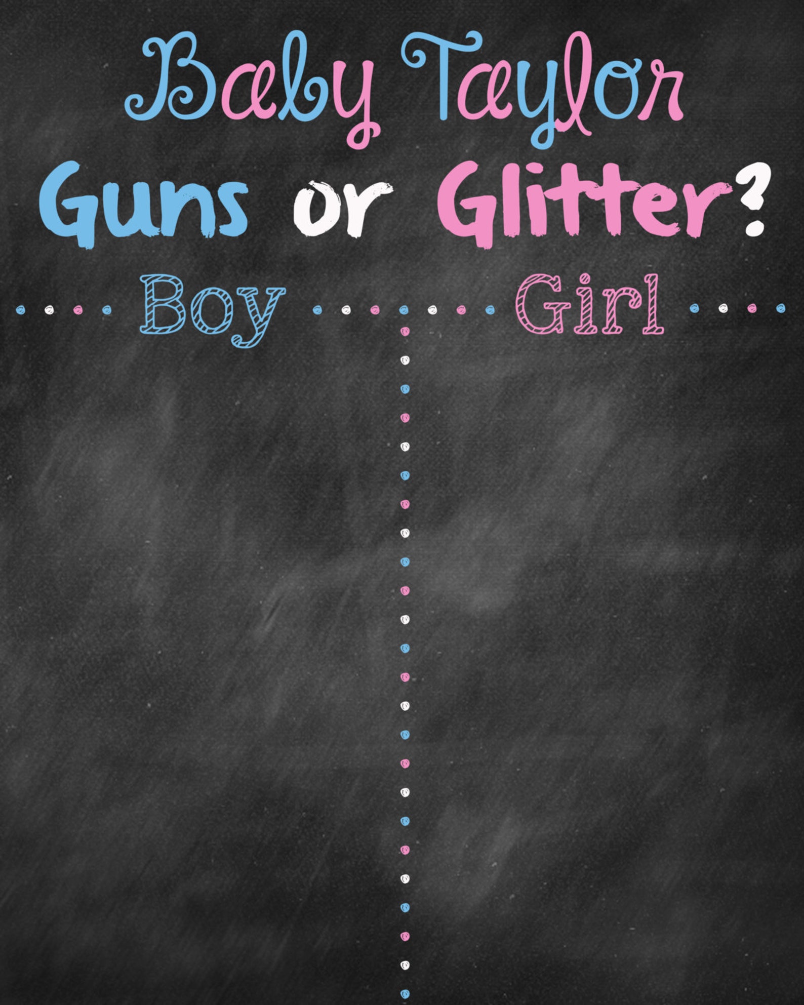 Custom Printable Gender Reveal Guns or Glitter Baby Shower Etsy